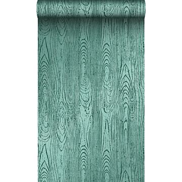 carta da parati tavole di legno con grano di legno verde smeraldo