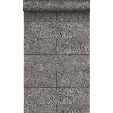 carta da parati blocchi di calcare in apparecchio semi-mattoni grigio talpa