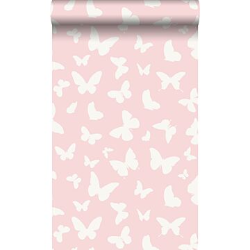 carta da parati farfalle rosa lucido e bianco