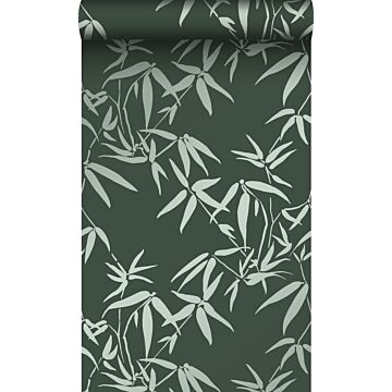 carta da parati foglie di bambù verde scuro