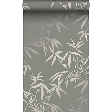 carta da parati foglie di bambù grigio caldo