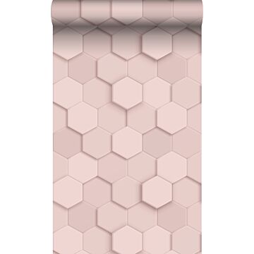 carta da parati tessuto non tessuto struttura eco stampa esagonale 3d rosa chiaro