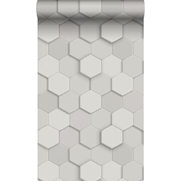 carta da parati tessuto non tessuto struttura eco stampa esagonale 3d grigio chiaro