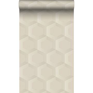 carta da parati tessuto non tessuto struttura eco stampa esagonale 3d beige chiaro