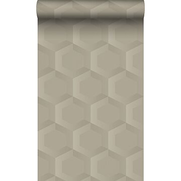carta da parati tessuto non tessuto struttura eco stampa esagonale 3d beige sabbia