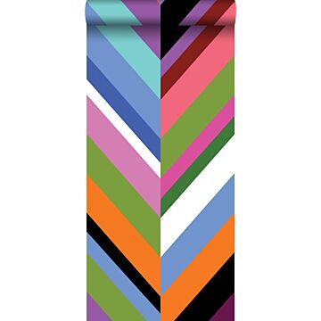 carta da parati XXL in TNT zigzag chevrons multicolore
